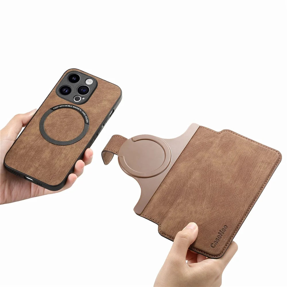 CASENEO MW-03 For iPhone 14 Pro Case with Detachable Wallet Leather+TPU Phone Cover - Brown - 4
