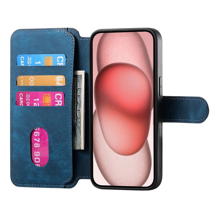 CASENEO MW-03 For iPhone 14 Case with Detachable Wallet Leather+TPU Phone Cover - Dark Blue - 2