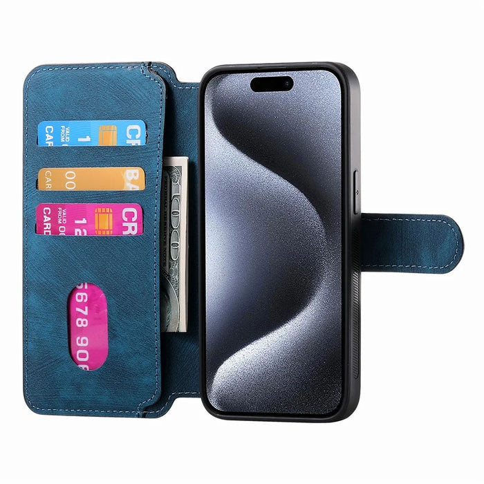 CASENEO MW-03 For iPhone 14 Pro Max Case with Detachable Wallet Leather+TPU Phone Cover - Dark Blue - 2