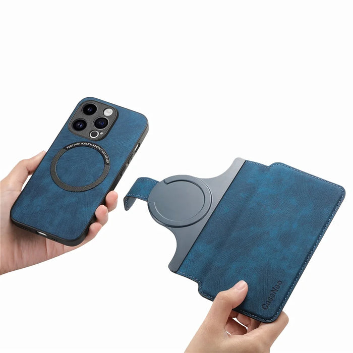 CASENEO MW-03 For iPhone 14 Pro Max Case with Detachable Wallet Leather+TPU Phone Cover - Dark Blue - 4