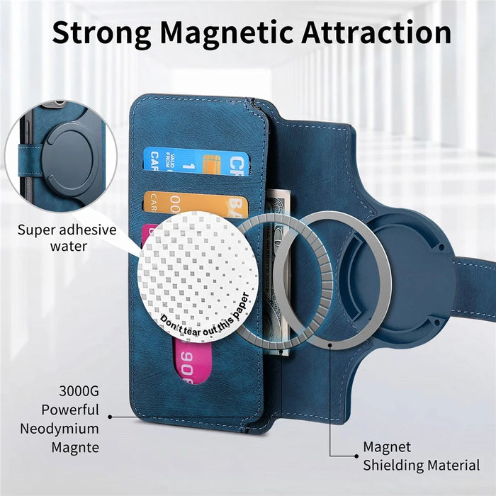 CASENEO MW-03 For iPhone 14 Pro Max Case with Detachable Wallet Leather+TPU Phone Cover - Dark Blue - 6