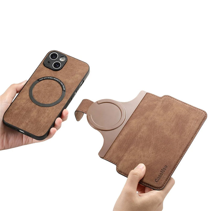 CASENEO MW-03 For iPhone 14 Plus Case with Detachable Wallet Leather+TPU Phone Cover - Brown - 5