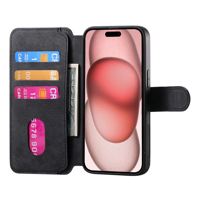 CASENEO MW-03 For iPhone 15 Plus Case with Detachable Wallet Leather+TPU Phone Cover - Black - 2
