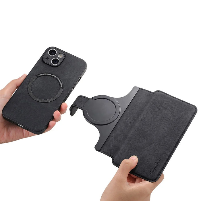CASENEO MW-03 For iPhone 15 Plus Case with Detachable Wallet Leather+TPU Phone Cover - Black - 5