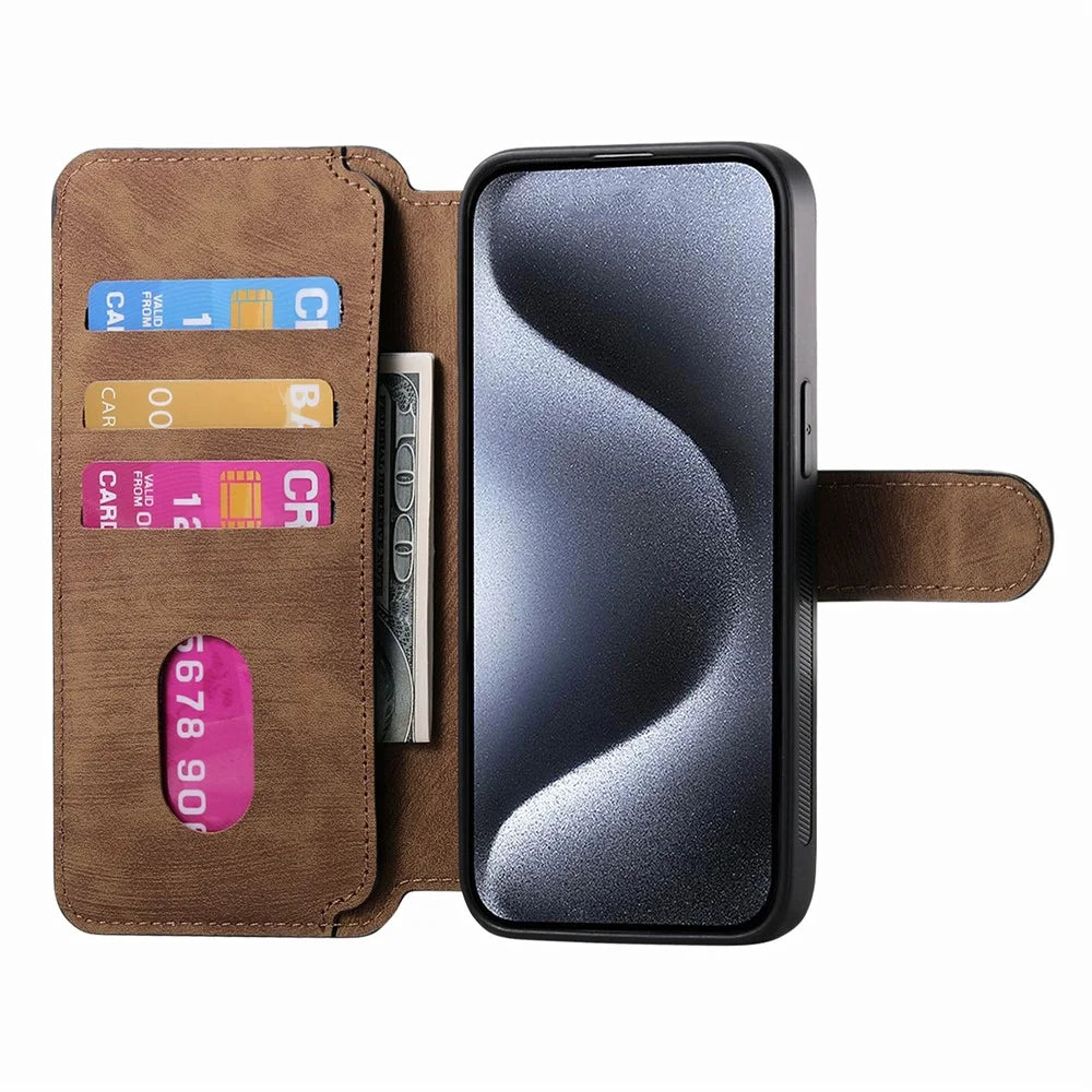 CASENEO MW-03 For iPhone 13 Pro Max Case with Detachable Wallet Leather+TPU Phone Cover - Brown - 2