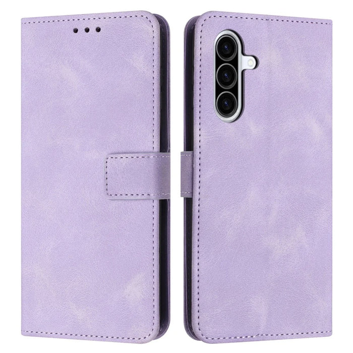 For Samsung Galaxy A26 5G Leather Case Solid Color Wallet Protective Phone Cover - Purple - 1
