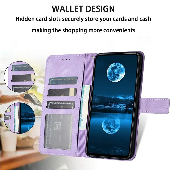 For Samsung Galaxy A26 5G Leather Case Solid Color Wallet Protective Phone Cover - Purple - 2
