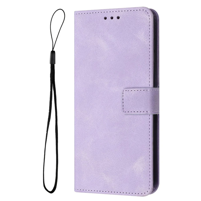 For Samsung Galaxy A26 5G Leather Case Solid Color Wallet Protective Phone Cover - Purple - 7
