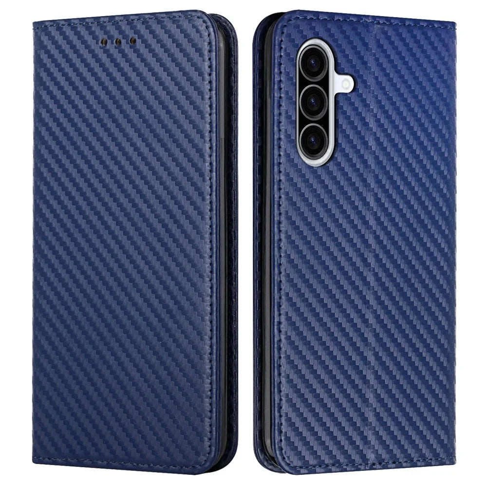 For Samsung Galaxy A26 5G Case Leather Flip Phone Cover Stand Strong Magnetic Closure - Blue - 1
