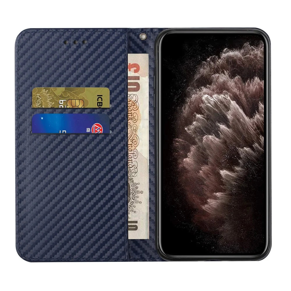 For Samsung Galaxy A26 5G Case Leather Flip Phone Cover Stand Strong Magnetic Closure - Blue - 2
