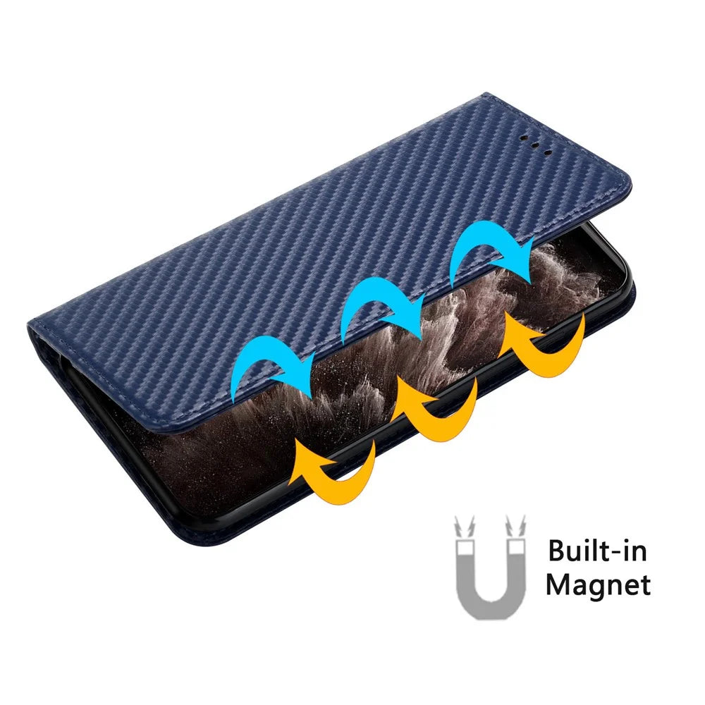 For Samsung Galaxy A26 5G Case Leather Flip Phone Cover Stand Strong Magnetic Closure - Blue - 4