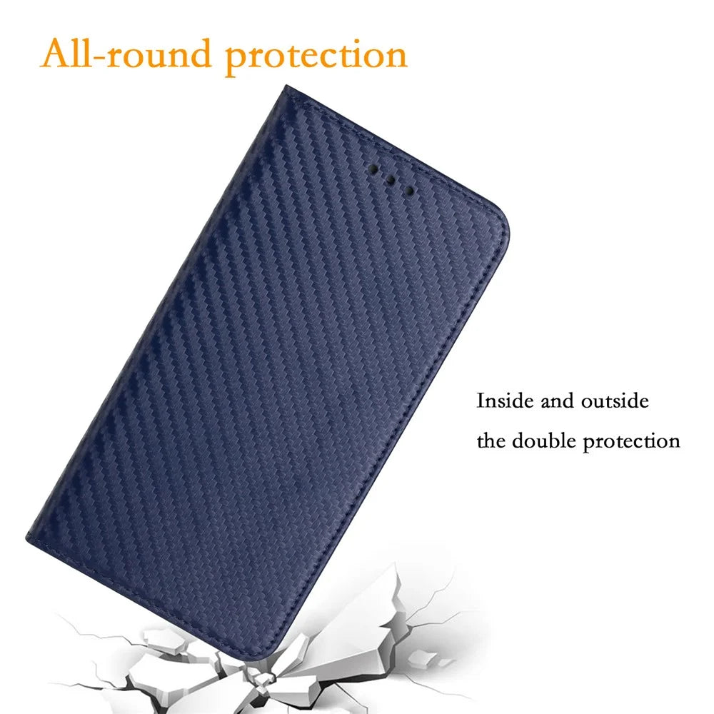 For Samsung Galaxy A26 5G Case Leather Flip Phone Cover Stand Strong Magnetic Closure - Blue - 5