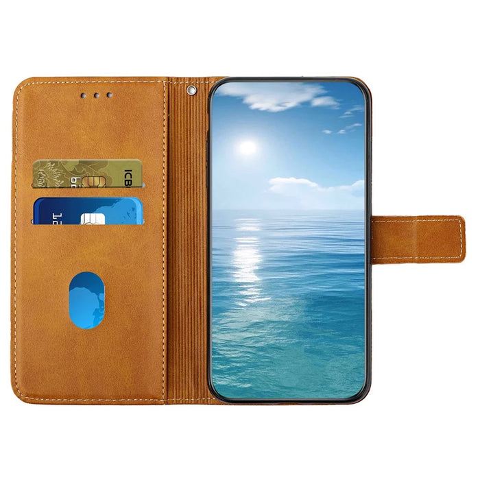 For Samsung Galaxy A26 5G Case Line Pattern Wallet Leather Phone Cover - Yellow - 3
