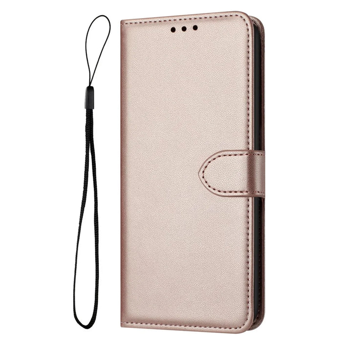 For Samsung Galaxy A26 5G Wallet Phone Case Leather Stand Cover with Strap - Rose Gold - 7