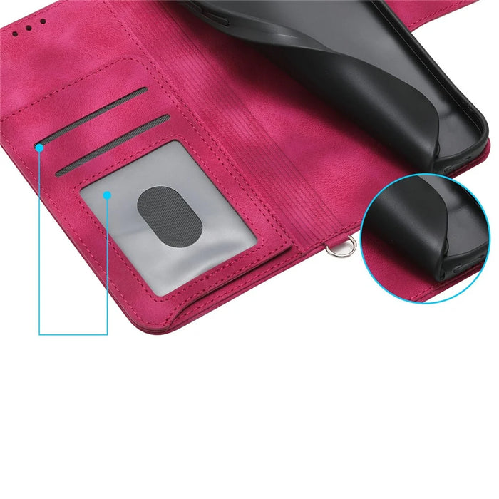 For Google Pixel 9a Case Flower Pattern PU Leather Wallet Phone Cover with Strap - Wine Red - 4