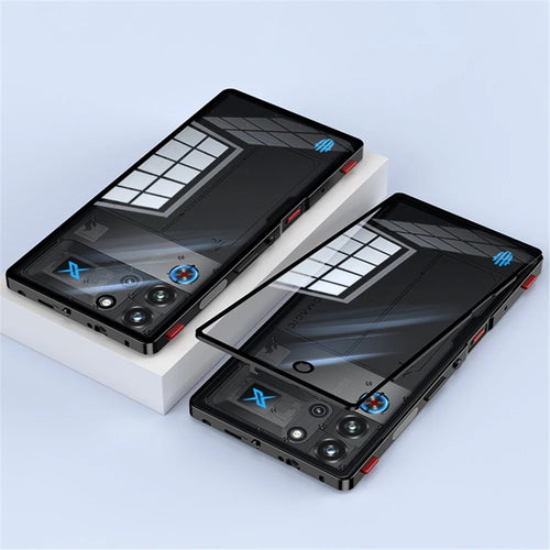 For ZTE nubia Red Magic 10 Pro 5G Case Metal Frame Glass Back Phone Cover with Game Shoulder Key - Black - 1
