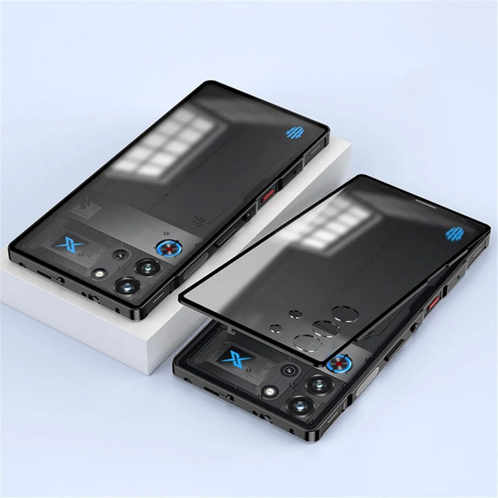 For ZTE nubia Red Magic 10 Pro 5G Case Metal Frame Matte PC Back Phone Cover with Snap Button - Black - 1