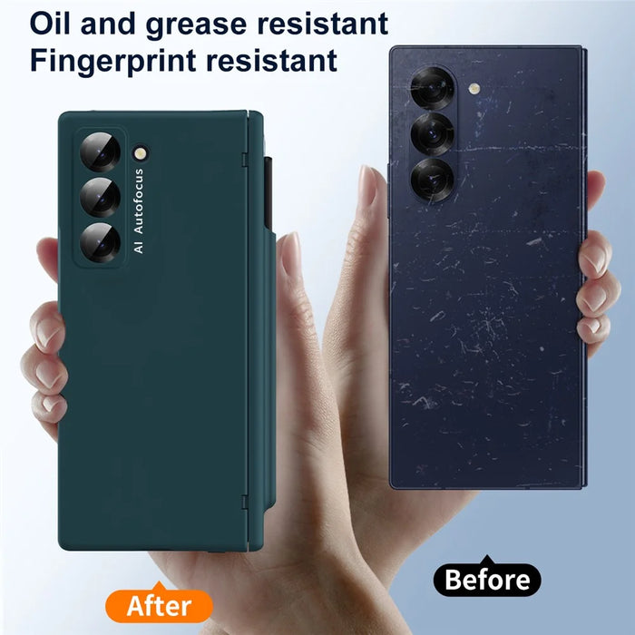 Phone Case for Samsung Galaxy Z Fold Special Hinge PC Cover with Stylus - Green - 5