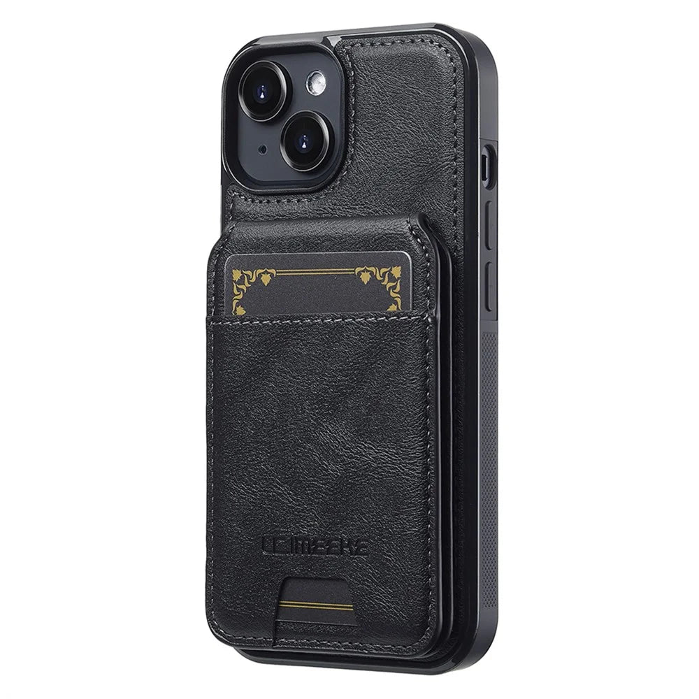 LC.IMEEKE L3 For iPhone 14 Plus Magnetic Case Detachable Card Holder Leather TPU Mobile Cover - Black - 2
