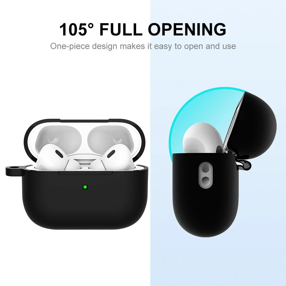 ENKAY HAT PRINCE For Apple AirPods Pro 2 Bluetooth-compatible Earphone Thickened Silicone Case Drop-proof Earbud Cover with Hook - Black - 2