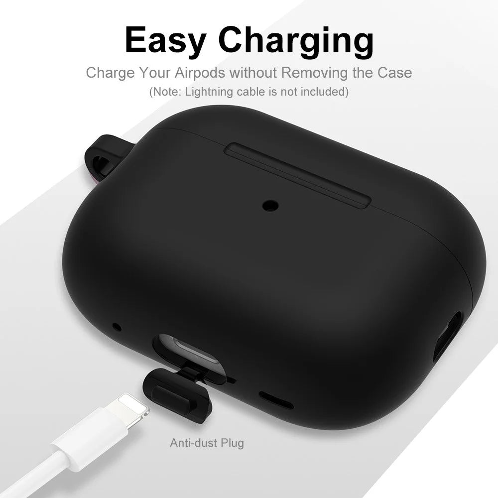 ENKAY HAT PRINCE For Apple AirPods Pro 2 Bluetooth-compatible Earphone Thickened Silicone Case Drop-proof Earbud Cover with Hook - Black - 3