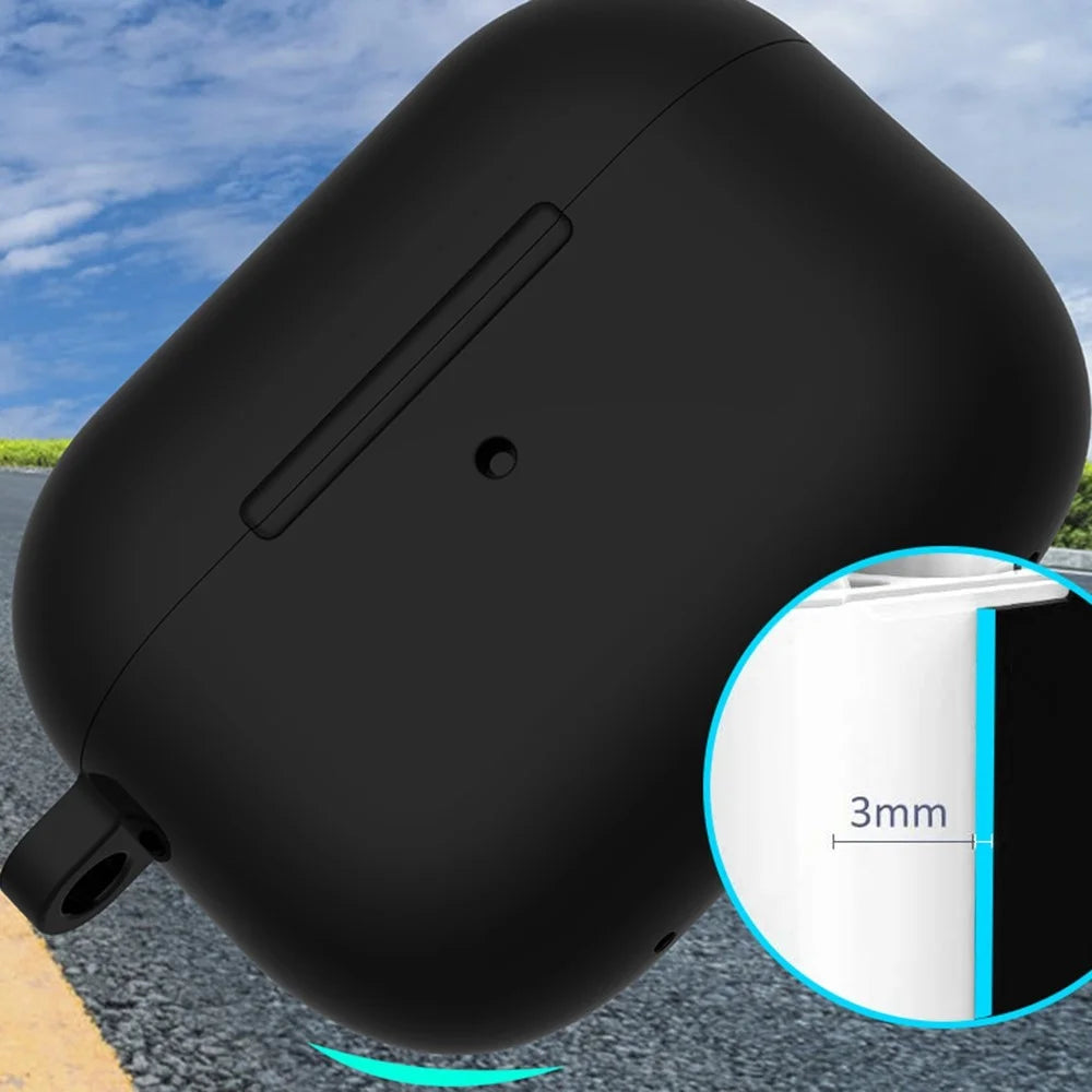 ENKAY HAT PRINCE For Apple AirPods Pro 2 Bluetooth-compatible Earphone Thickened Silicone Case Drop-proof Earbud Cover with Hook - Black - 4