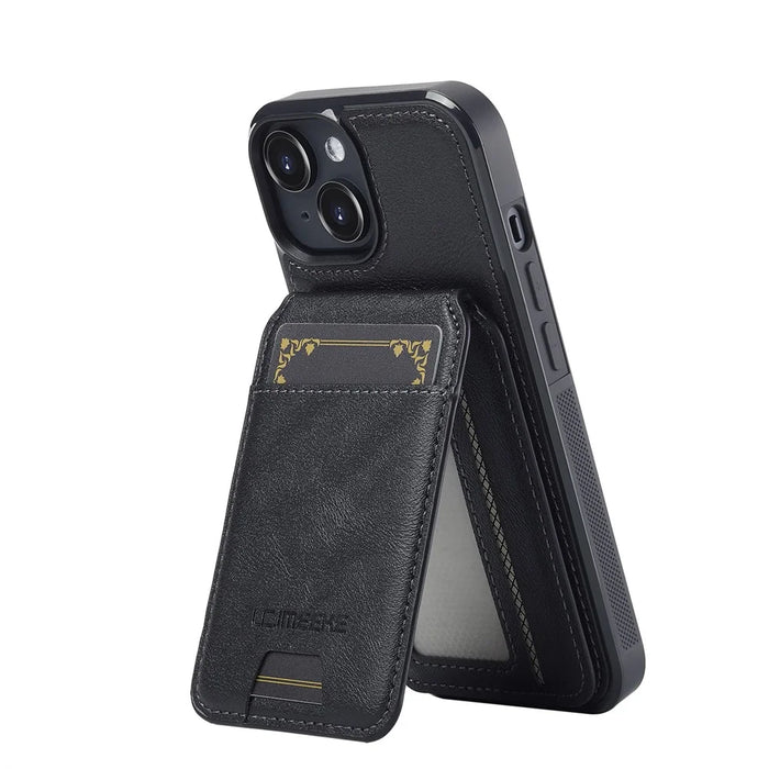LC.IMEEKE L3 For iPhone 13 mini Magnetic Case Detachable Card Holder Leather TPU Mobile Cover - Black - 6