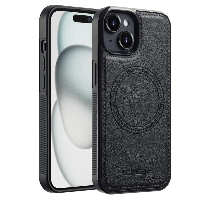 LC.IMEEKE For iPhone 13 mini Magnetic Case Compatible with MagSafe Leather TPU Back Cover - Black - 1