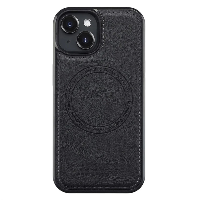 LC.IMEEKE For iPhone 13 mini Magnetic Case Compatible with MagSafe Leather TPU Back Cover - Black - 2