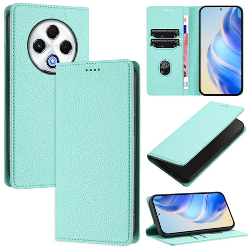 For TECNO Spark 30 4G Wallet Case RFID Blocking Litchi Texture Leather Mobile Cover - Mint Green - 1