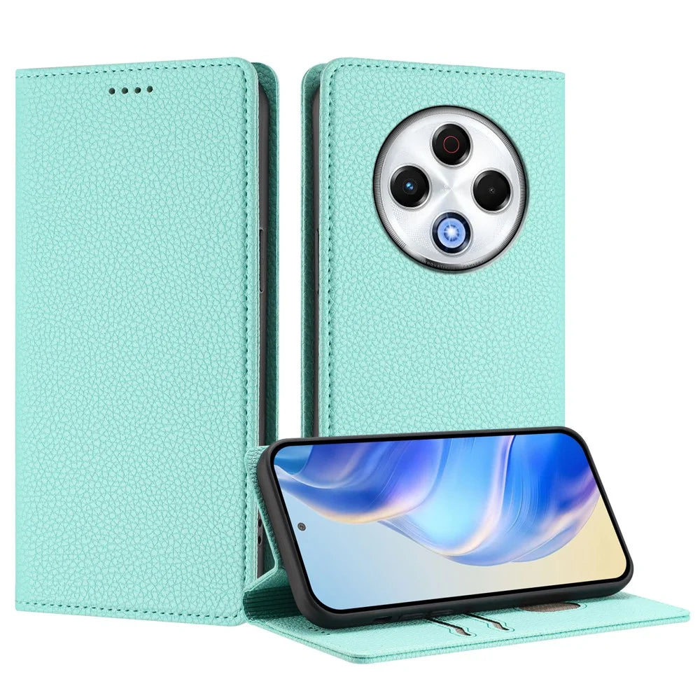 For TECNO Spark 30 4G Wallet Case RFID Blocking Litchi Texture Leather Mobile Cover - Mint Green - 2