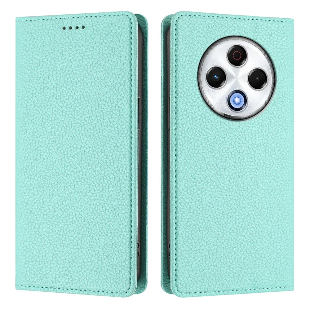 For TECNO Spark 30 4G Wallet Case RFID Blocking Litchi Texture Leather Mobile Cover - Mint Green - 3