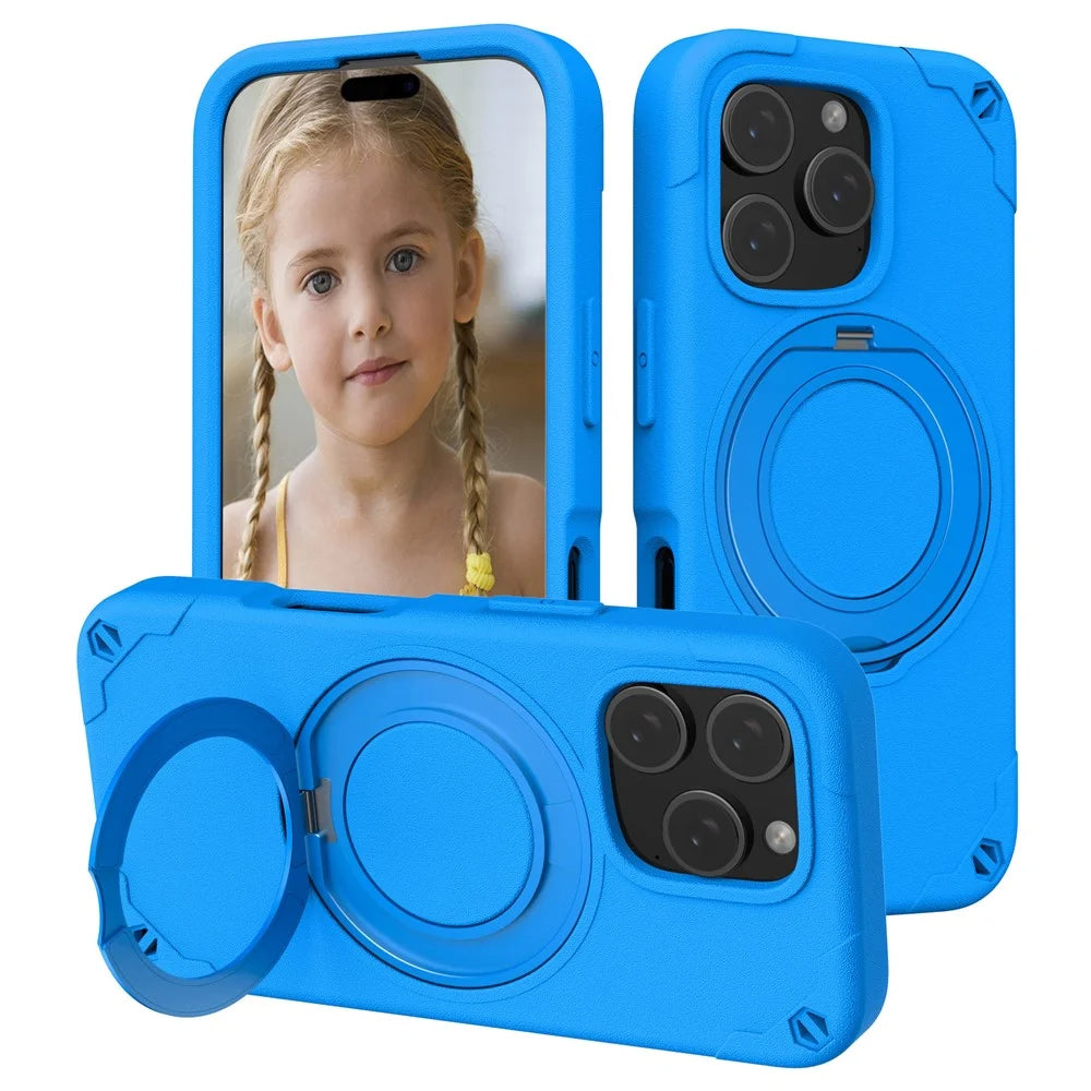 For iPhone 16 Pro EVA Phone Case Compatible with MagSafe Kickstand Protective Cover - Blue - 1