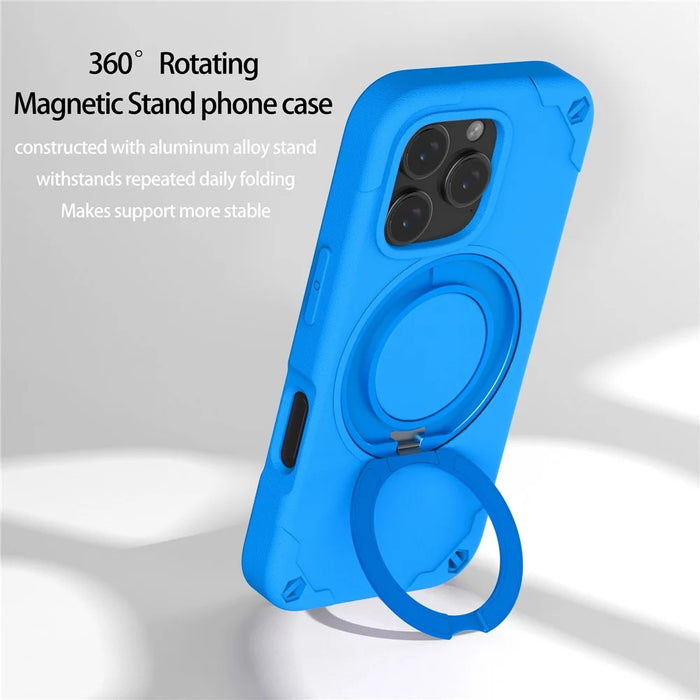 For iPhone 16 Pro EVA Phone Case Compatible with MagSafe Kickstand Protective Cover - Blue - 2