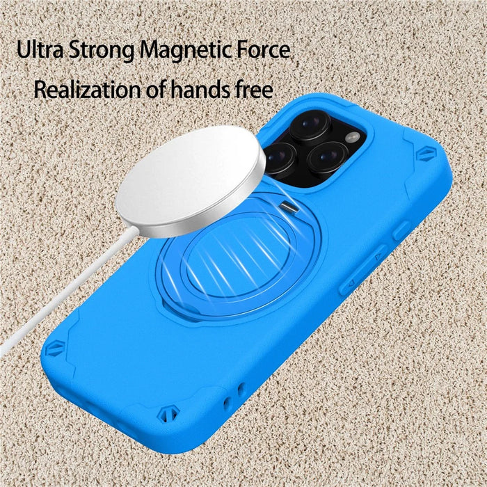For iPhone 16 Pro EVA Phone Case Compatible with MagSafe Kickstand Protective Cover - Blue - 5