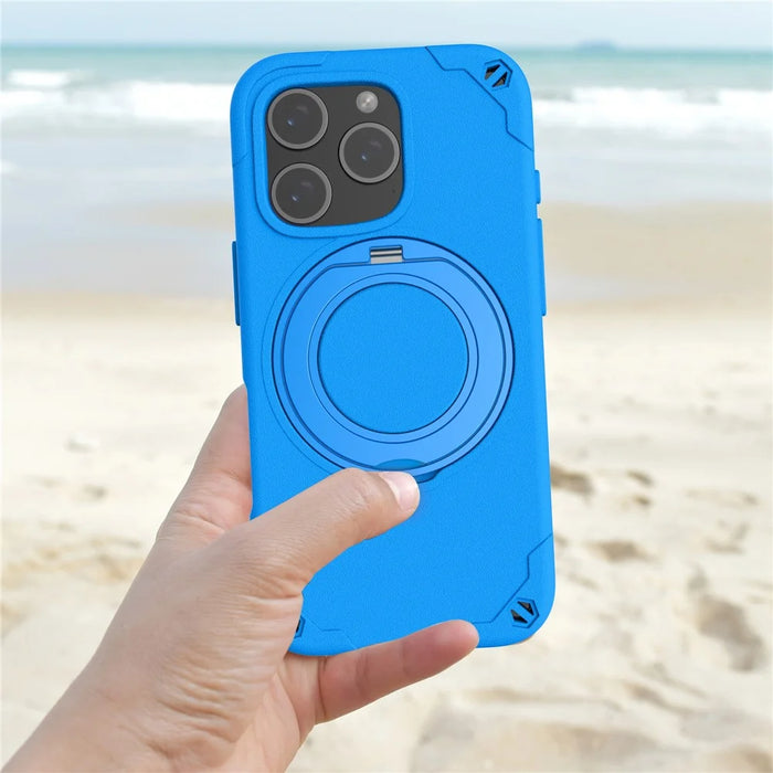 For iPhone 16 Pro EVA Phone Case Compatible with MagSafe Kickstand Protective Cover - Blue - 7