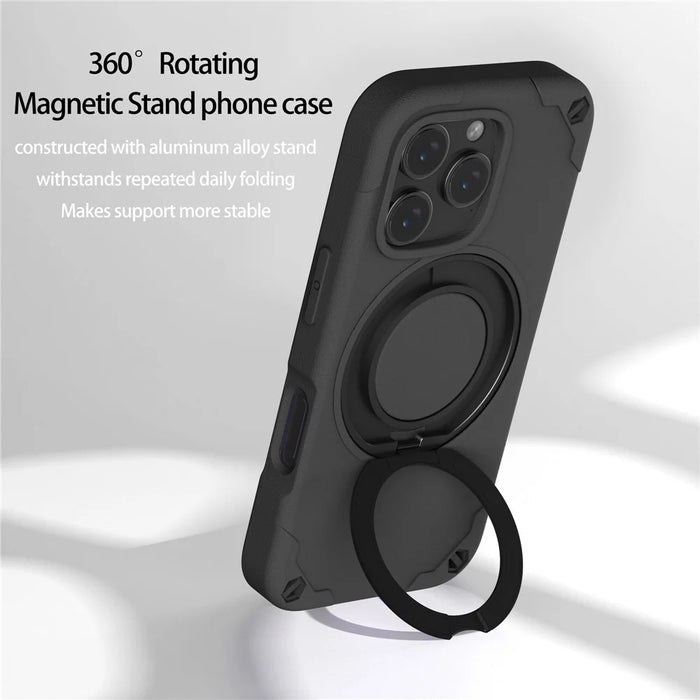 For iPhone 16 Pro Max EVA Phone Case Compatible with MagSafe Kickstand Protective Cover - Black - 2
