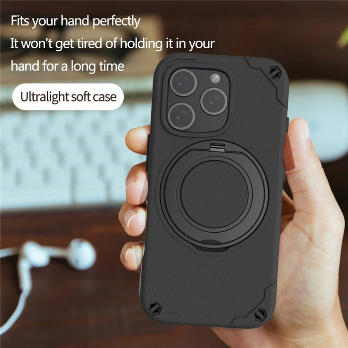 For iPhone 16 Pro Max EVA Phone Case Compatible with MagSafe Kickstand Protective Cover - Black - 6