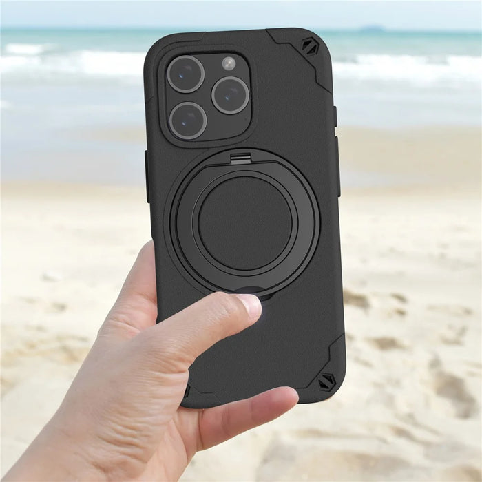For iPhone 16 Pro Max EVA Phone Case Compatible with MagSafe Kickstand Protective Cover - Black - 7