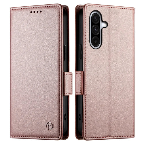 DF-010 For Samsung Galaxy A56 5G Stand Case PU Leather Wallet Phone Cover - Rose Gold - 1