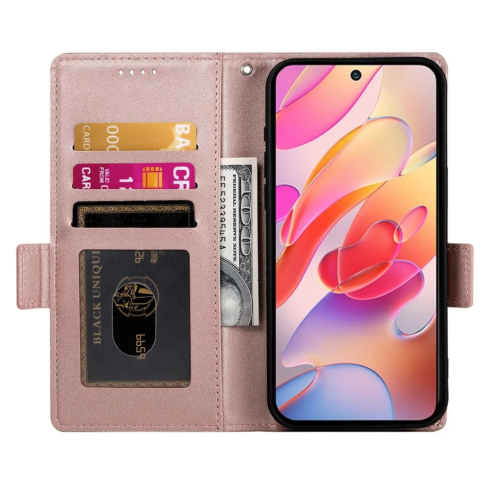 DF-010 For Samsung Galaxy A56 5G Stand Case PU Leather Wallet Phone Cover - Rose Gold - 2