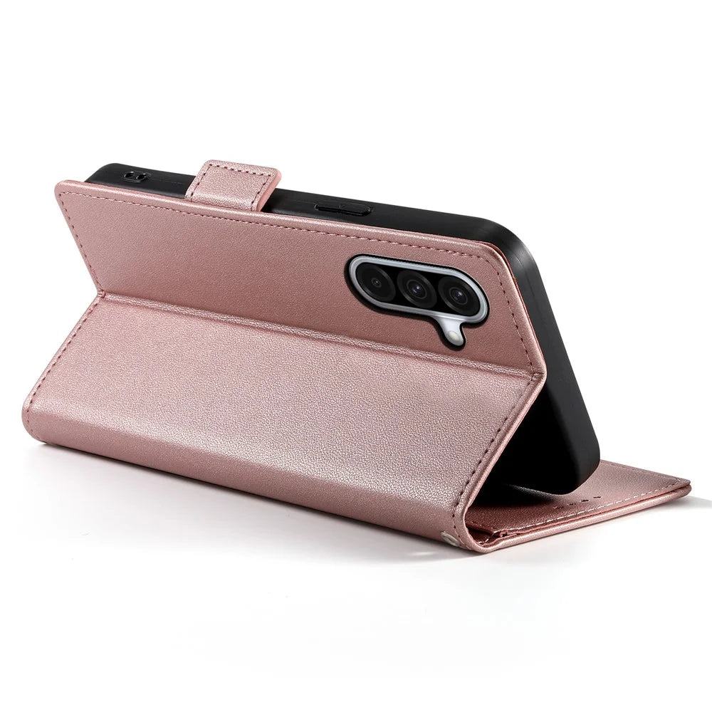 DF-010 For Samsung Galaxy A56 5G Stand Case PU Leather Wallet Phone Cover - Rose Gold - 3