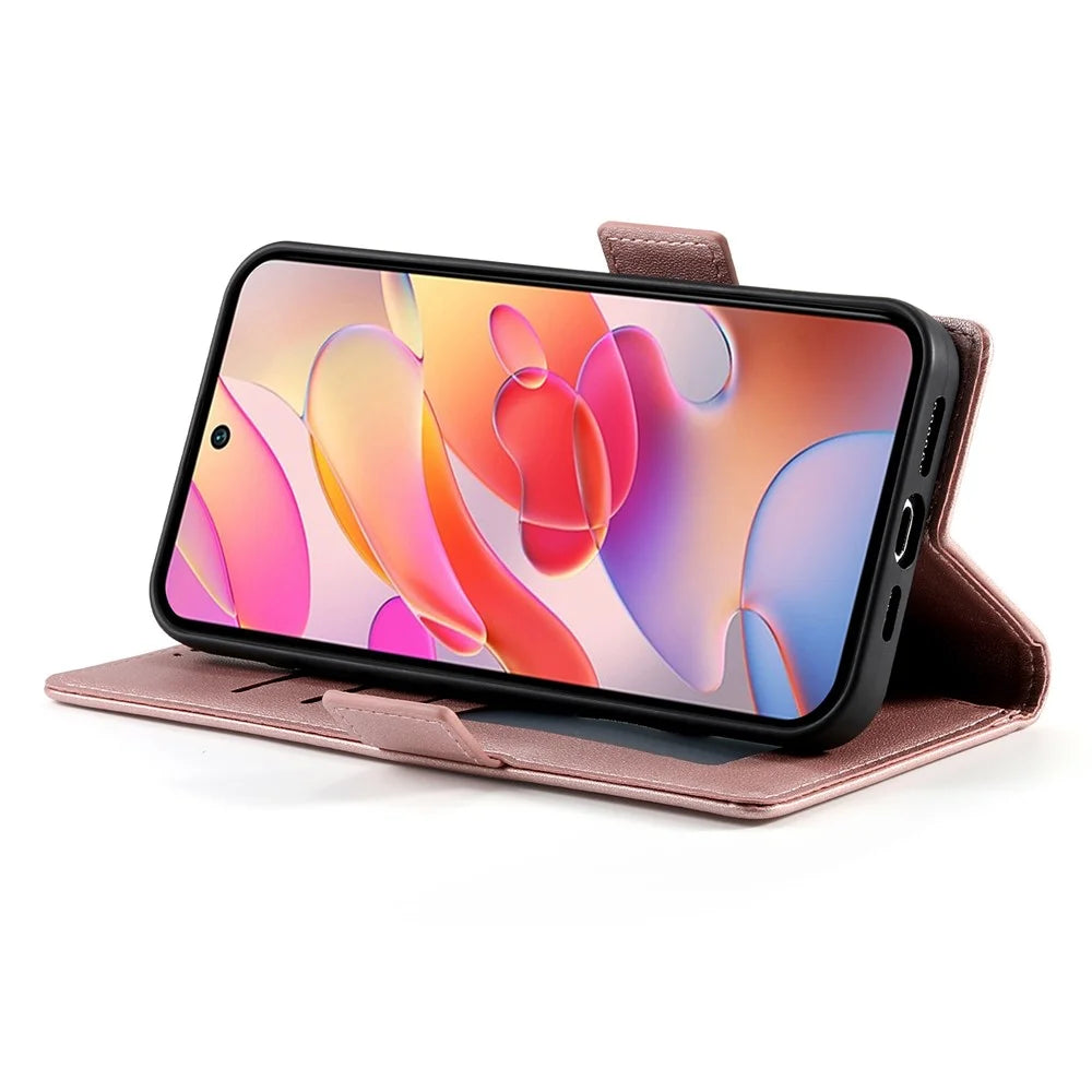 DF-010 For Samsung Galaxy A56 5G Stand Case PU Leather Wallet Phone Cover - Rose Gold - 4