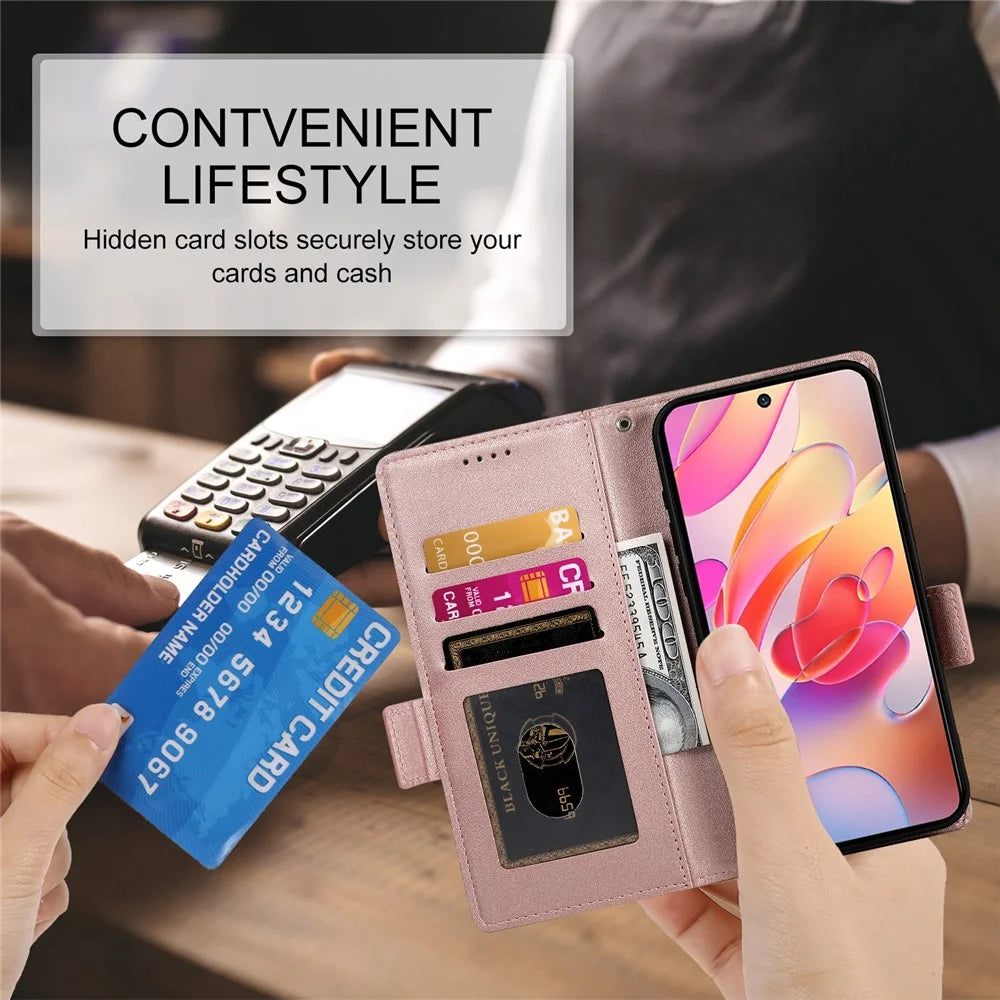 DF-010 For Samsung Galaxy A56 5G Stand Case PU Leather Wallet Phone Cover - Rose Gold - 5