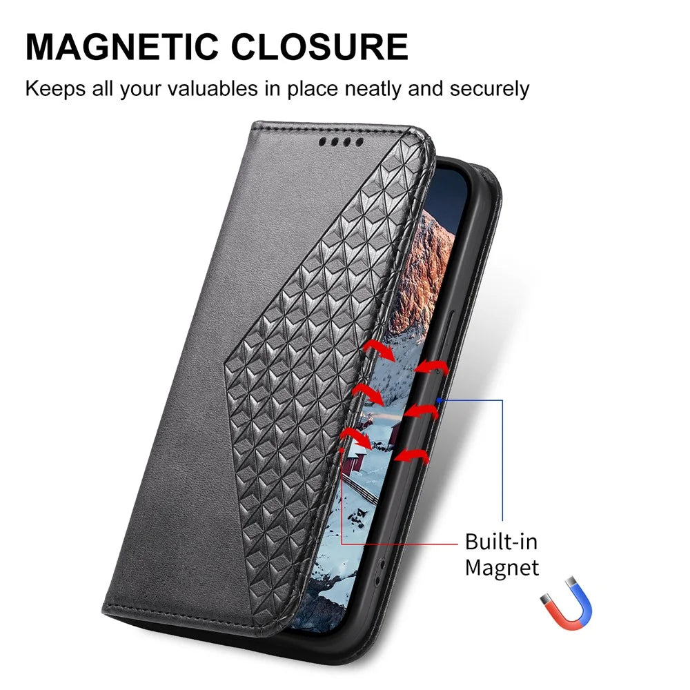For Google Pixel 9a Case Calf Texture PU Leather Phone Cover with Wallet - Black - 5