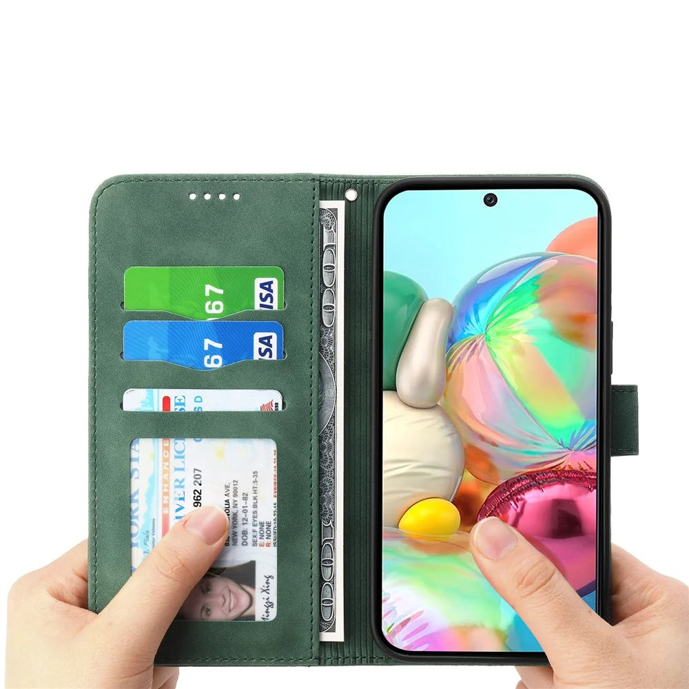 DIERFENG DF-03 For Google Pixel 9a Leather Case Lines Imprint Wallet Phone Cover - Green - 3
