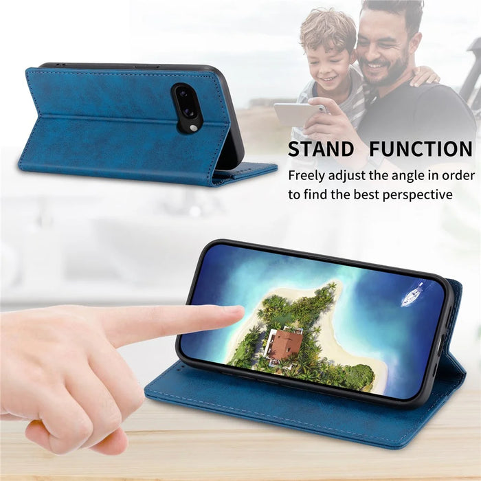 DF-05 For Google Pixel 9a Wallet Case RFID Blocking PU Leather Phone Cover - Blue - 3