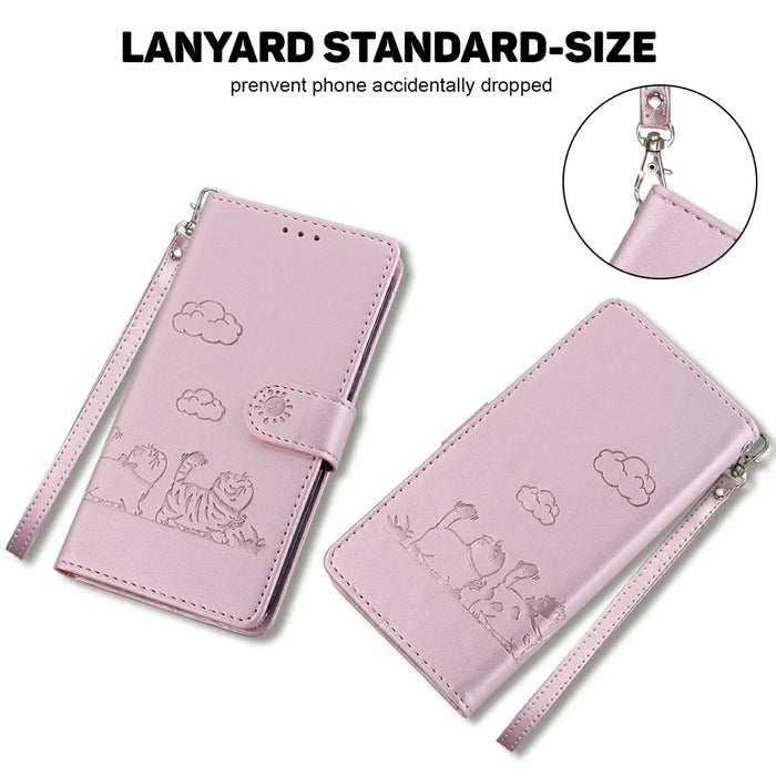 For Realme C75 4G Case RFID Blocking Kitten Pattern TPU+PU Leather Phone Cover - Pink - 7