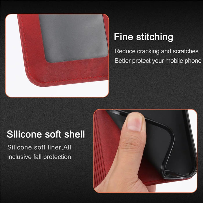 For Samsung Galaxy A56 5G Case Happy Cat Pattern Imprinted Leather Wallet Phone Cover - Red - 6