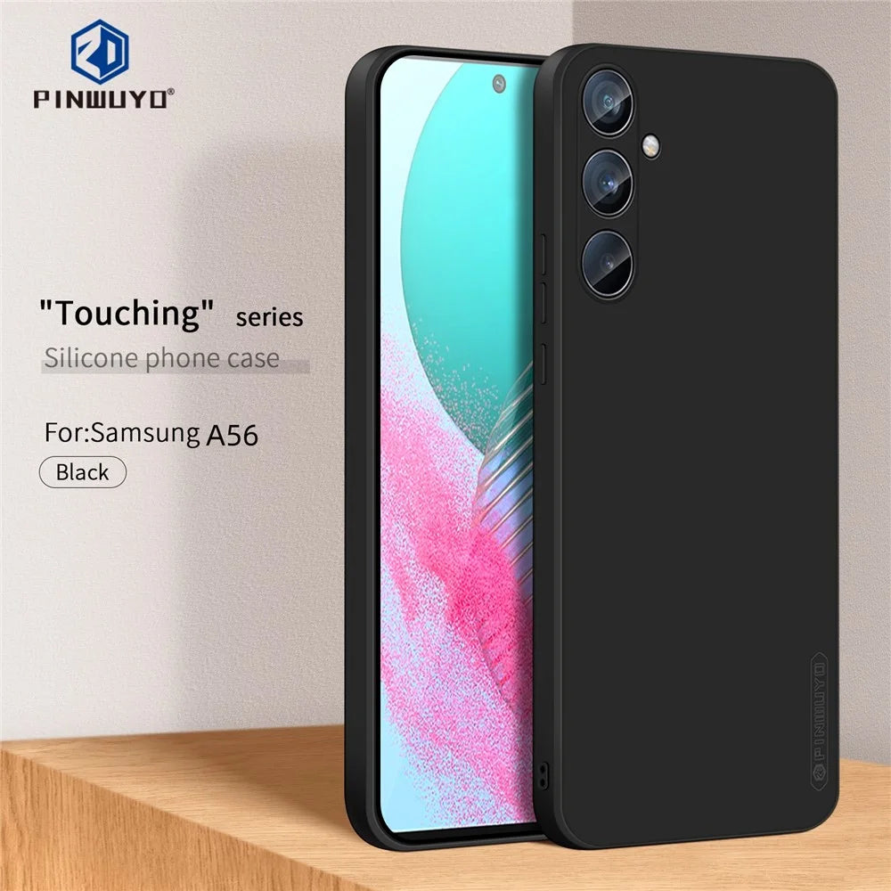 PINWUYO For Samsung Galaxy A56 5G Phone Case  Soft Matte TPU Mobile Back Cover - Black - 2